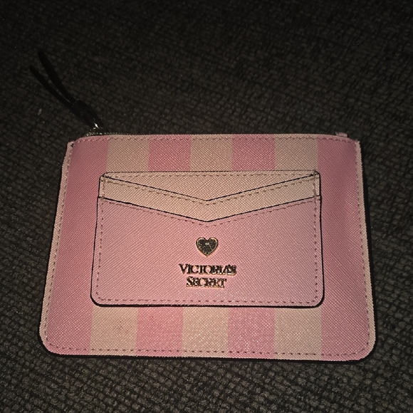 Victoria's Secret Handbags - Victoria's Secret Pink Striped Zip Card Case